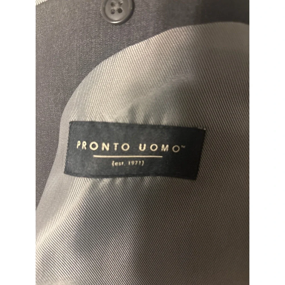 Pronto Uomo Blazer Jacket Mens 42 Charcoal Gray Two Button Sport Coat